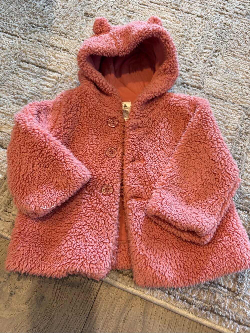 GAP Pink Sherpa Hooded Puffer with Ear Detail